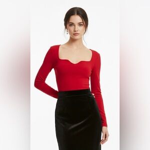 H&M Red Stretch Top Sexy Dressy MEDIUM